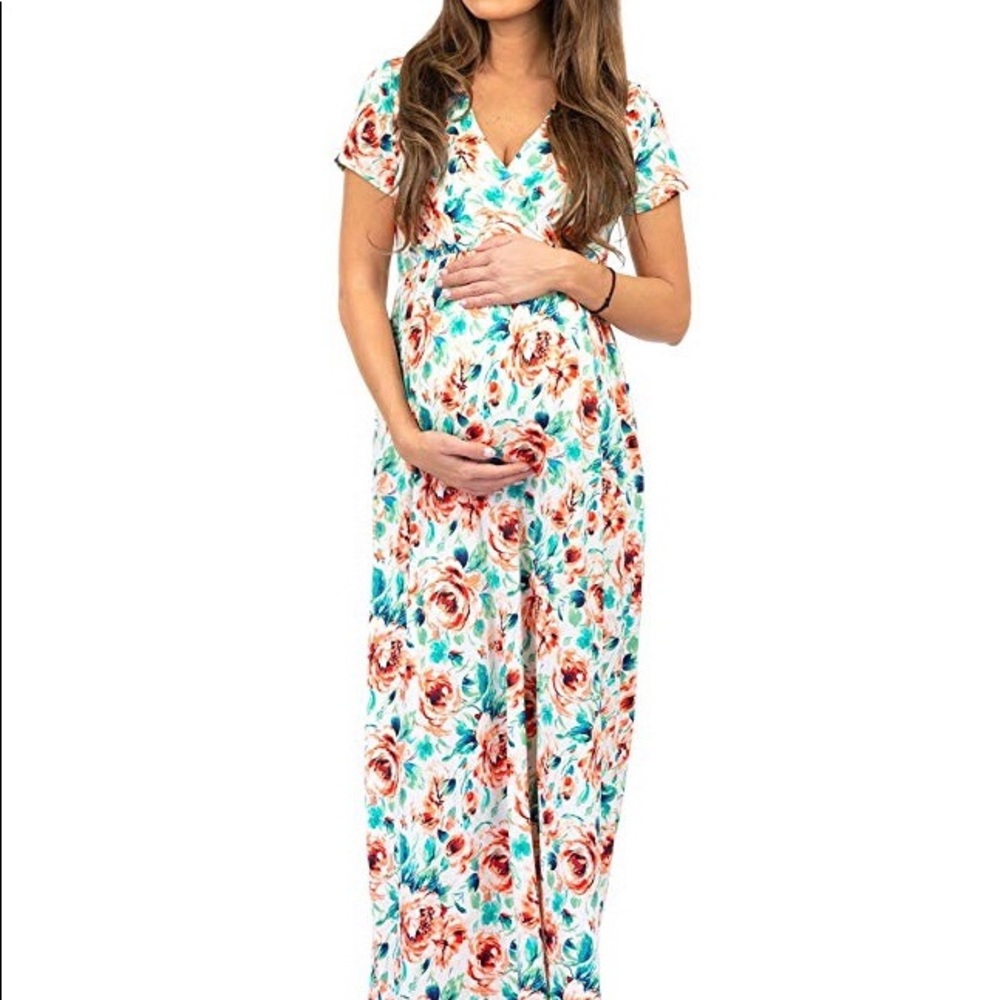 Maternity Short Sleeved Floral Dress